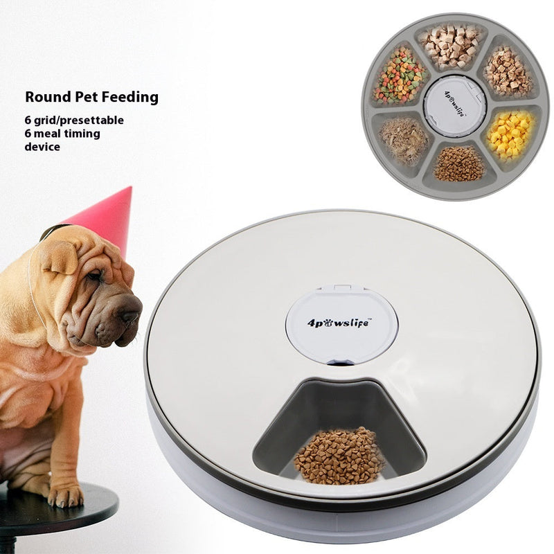 HKM-9378493 Automatic Pet Feeder with Intelligent Timing for Dogs and Cats - White Plastic Design