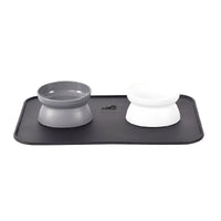 HKM-9378621 Elevated Dark Gray and White Cat Bowl for Cervical Spine Protection