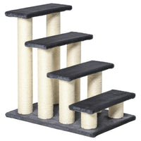 HKM-937875 Cat Tree with 4 Steps for High Beds and Couches, Stair-Shaped Design for Indoor Cats and Small Dogs with Sisal Scratching Post, Gray