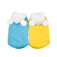 HKM-9379005 Cozy Winter Hooded Pet Clothes for Dogs - Fashionable and Warm Cotton Outfit in Blue and Yellow