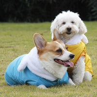 HKM-9379005 Cozy Winter Hooded Pet Clothes for Dogs - Fashionable and Warm Cotton Outfit in Blue and Yellow