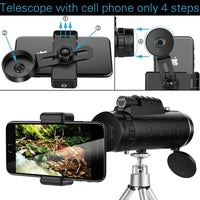 HKM-937939 40X60 Monocular Telescope for Outdoor Activities, with High-Quality Optical Components and Dual Focus Capability