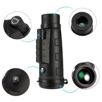 HKM-937939 40X60 Monocular Telescope for Outdoor Activities, with High-Quality Optical Components and Dual Focus Capability