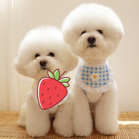 HKM-9380029 Flower Plaid Scarf Bib for Pets - Cotton Saliva Towel, 13.5cm Width, 9cm Height, 75cm Belt Length
