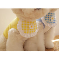 HKM-9380029 Flower Plaid Scarf Bib for Pets - Cotton Saliva Towel, 13.5cm Width, 9cm Height, 75cm Belt Length