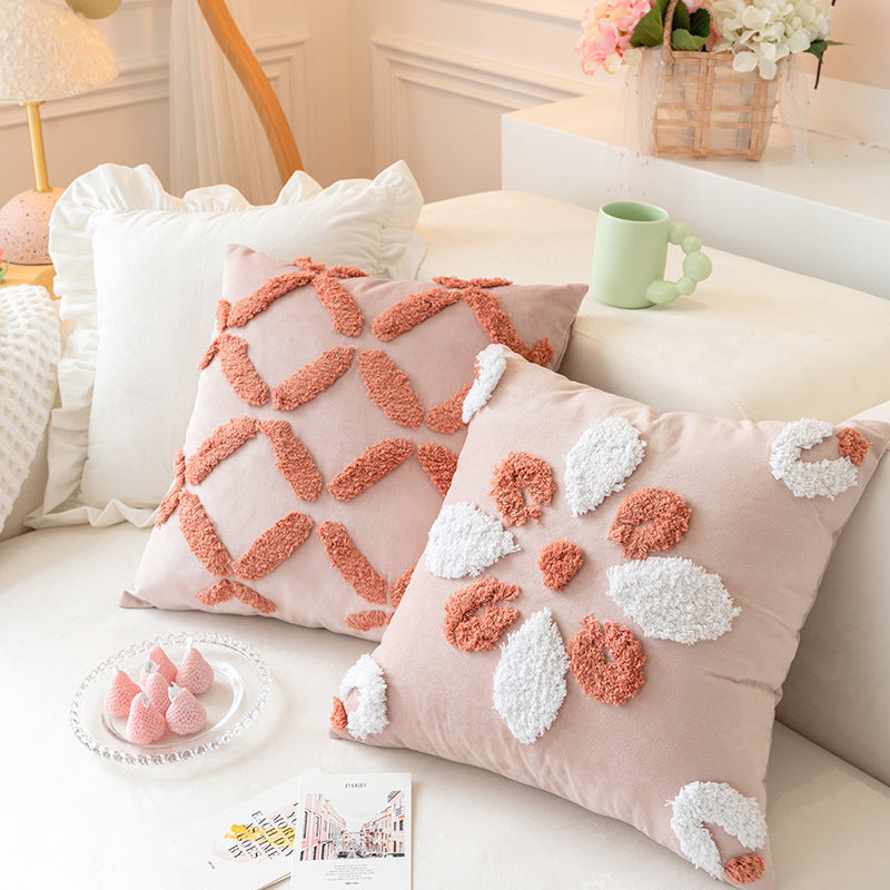 HKM-938003 Three-Dimensional Tufted Pillowcase for Sofa and Bedside - 45x45cm Polyester Fiber Insert