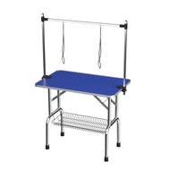 HKM-9380285 Large Pet Grooming Table with Adjustable Arms and Non-Slip Rubber Surface - 42 Inches, Heavy-Duty Stainless Steel Construction