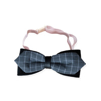 HKM-9380413 Handmade Dog Bow Tie Collar in Wine Red Plaid & Gray Plaid for Small and Medium Dogs