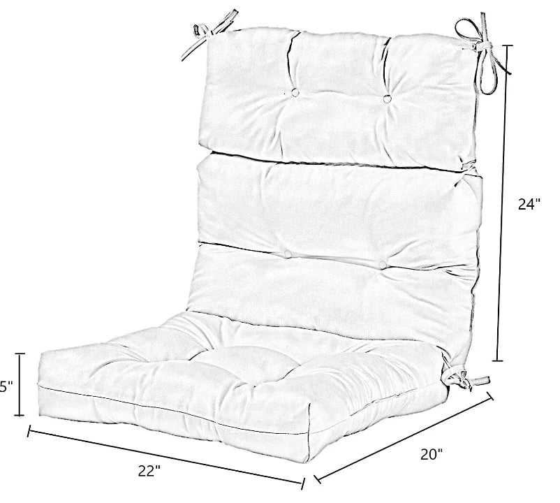 HKM-938067 High-Back Waterproof Outdoor Folding Chair Cushion with Non-Slip Design and Adjustable Strap