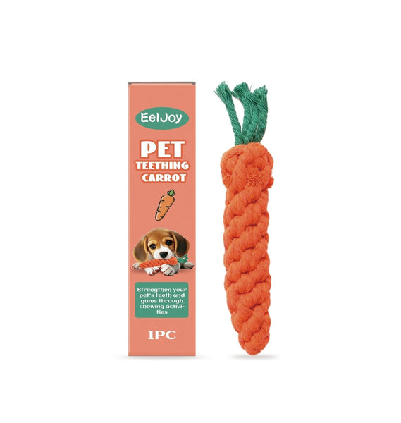 HKM-9381053 Pet Teething Carrot - Cotton Rope Molar Toy for Dogs