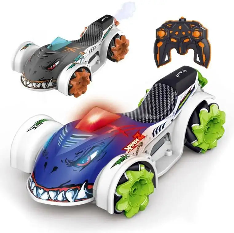 HKM-938131 Flash Spray Shark 2.4GHz Remote Control Stunt Car with Light and Music, Electric Drift Truck for Indoor and Outdoor Fun
