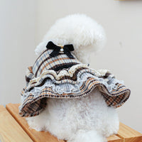 HKM-9382973 Autumn and Winter Maillard Woolen Skirt for Dogs and Cats, Polyester Casual Pet Clothing
