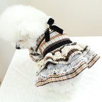 HKM-9382973 Autumn and Winter Maillard Woolen Skirt for Dogs and Cats, Polyester Casual Pet Clothing