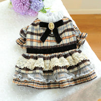 HKM-9382973 Autumn and Winter Maillard Woolen Skirt for Dogs and Cats, Polyester Casual Pet Clothing