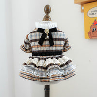 HKM-9382973 Autumn and Winter Maillard Woolen Skirt for Dogs and Cats, Polyester Casual Pet Clothing