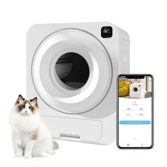 HKM-938323 Smart Automatic Cat Litter Box with WiFi App Control and Self-Cleaning Feature