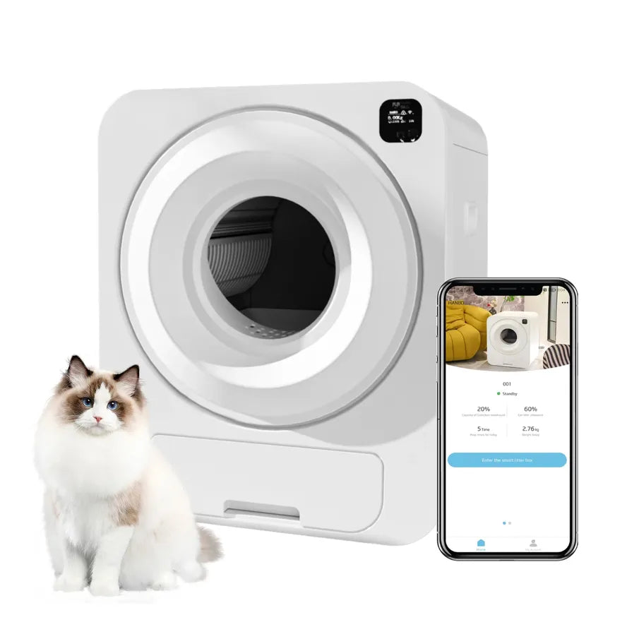 HKM-938323 Smart Automatic Cat Litter Box with WiFi App Control and Self-Cleaning Feature