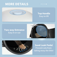 HKM-9383869 Dome-Covered Cat Litter Box with Grate and Air Freshener, Black and White Design