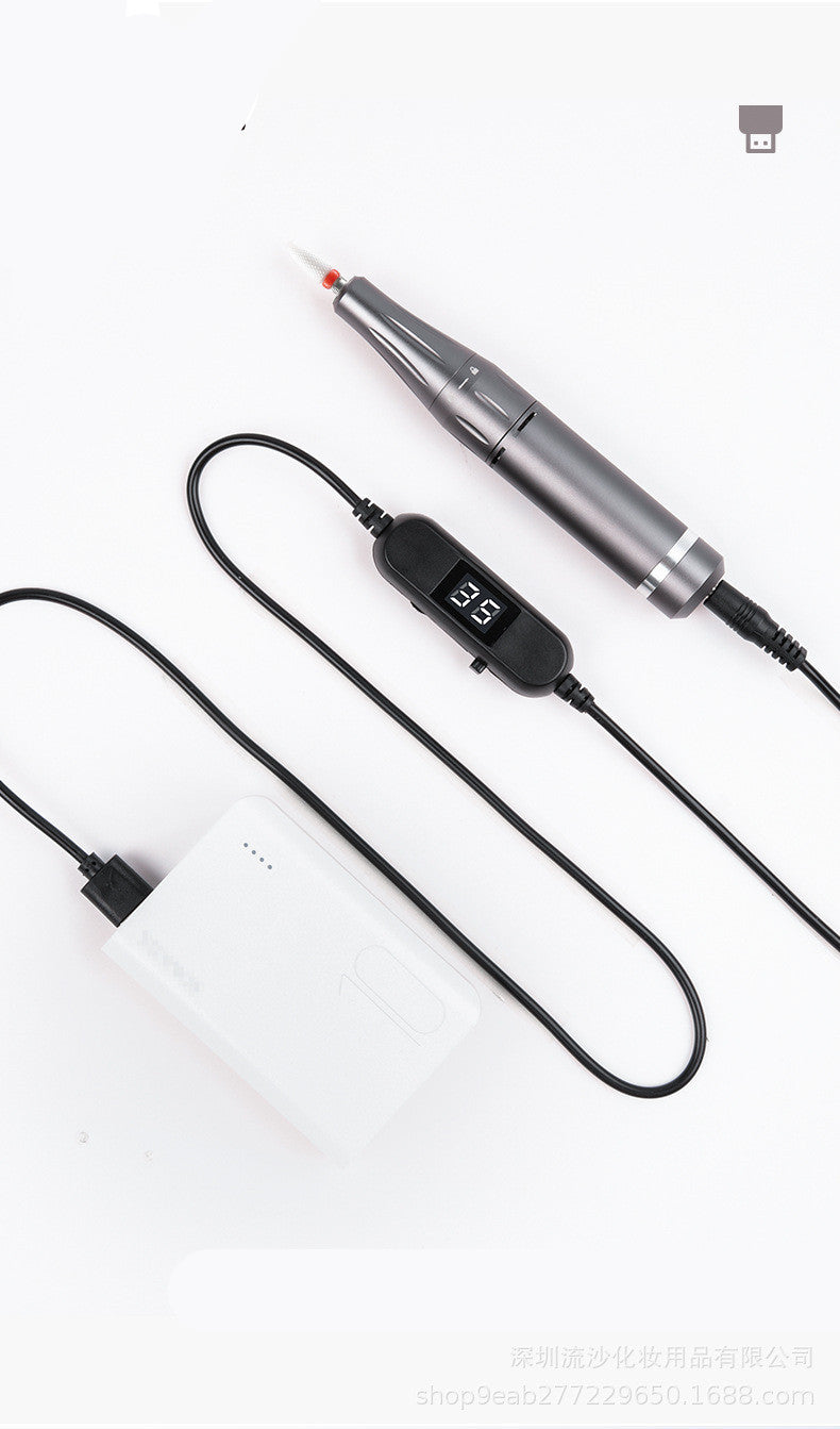 HKM-938387 Electric Nail Polisher with USB Charging, 35000RPM Speed, Portable Design in Galaxy Silver, Space Gray, and Classic Black