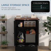 HKM-9384381 Elevated Pet Feeding Station with Hidden Bowls and Storage Cabinet for Medium-Sized Dogs