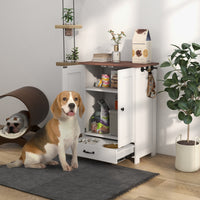 HKM-9384381 Elevated Pet Feeding Station with Hidden Bowls and Storage Cabinet for Medium-Sized Dogs