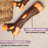 HKM-9385661 Indestructible Dog Chew Bone with Real Beef Flavor - Safe Nylon and Cowhide Teething Toy for All Dog Sizes