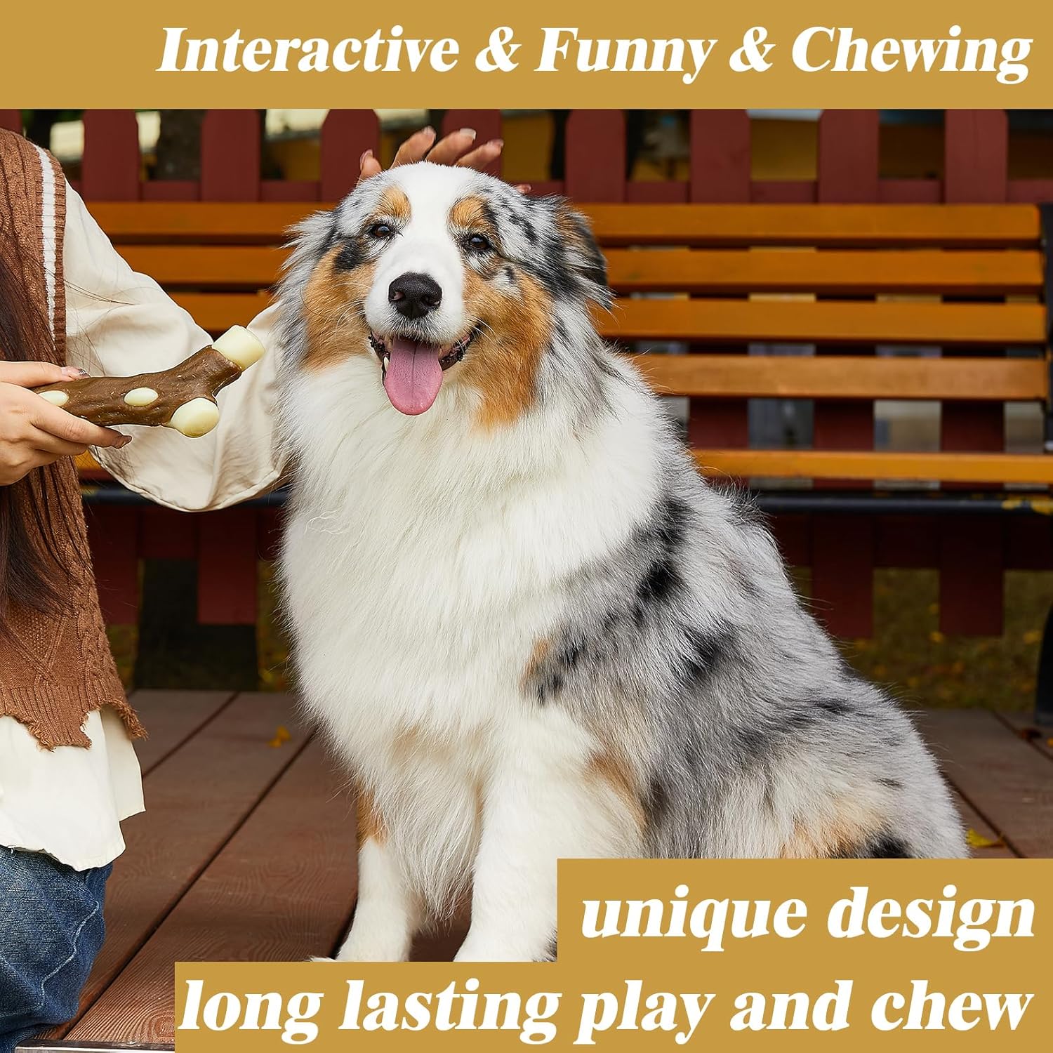 HKM-9385661 Indestructible Dog Chew Bone with Real Beef Flavor - Safe Nylon and Cowhide Teething Toy for All Dog Sizes