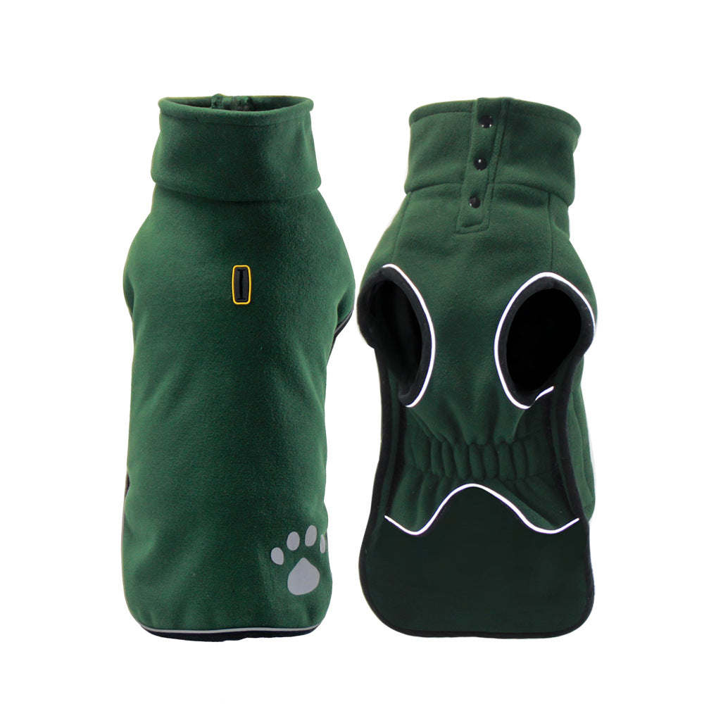 HKM-9386557 Waterproof Fleece Dog Sweater Coat in Brown and Dark Green, Sizes S to 6XL