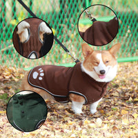 HKM-9386557 Waterproof Fleece Dog Sweater Coat in Brown and Dark Green, Sizes S to 6XL