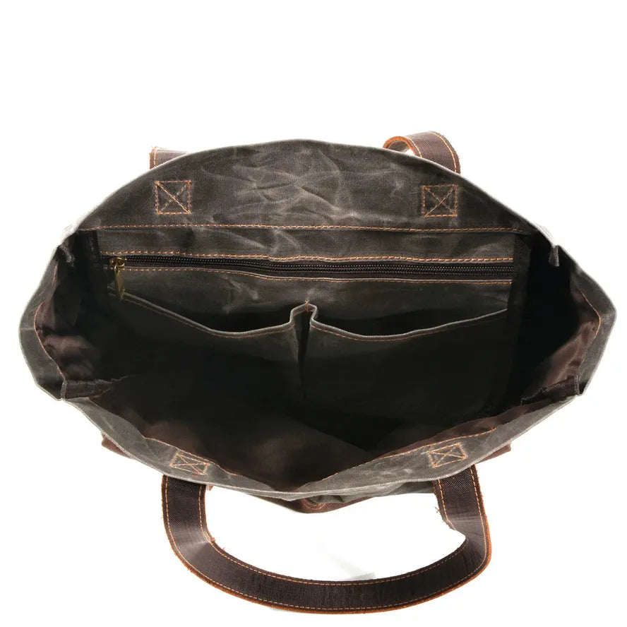 HKM-938771 Vintage Waxed Canvas Leather Shoulder Bag in Green, Grey, and Black - Eco-Friendly Daily Use Armpit Bag