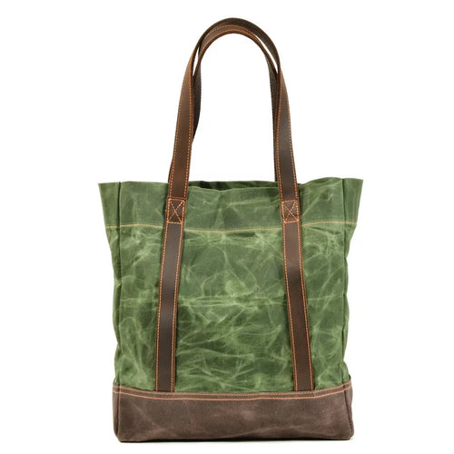 HKM-938771 Vintage Waxed Canvas Leather Shoulder Bag in Green, Grey, and Black - Eco-Friendly Daily Use Armpit Bag