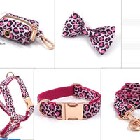 HKM-9387965 Striped Print Pet Chest Harness and Leash Set with Trash Bag and Ribbon