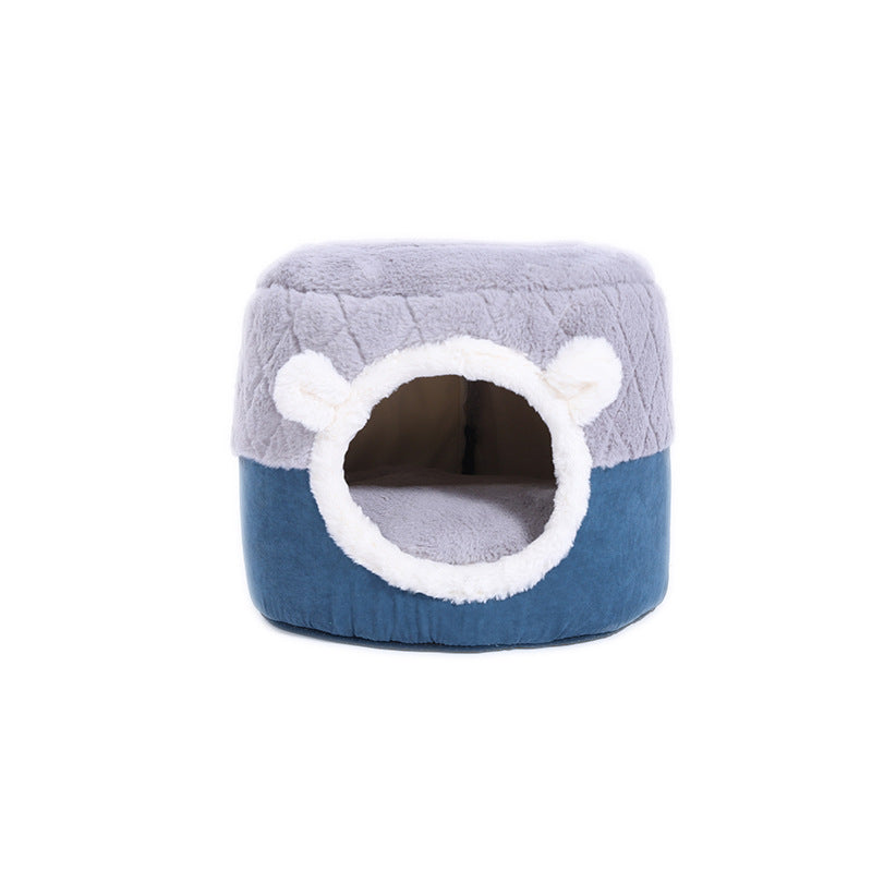 HKM-9388221 Quilted Dual-Purpose Warm Cat Nest for Kittens - Polyester - Size S & M Available