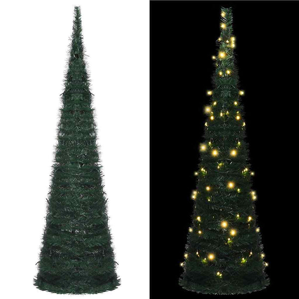 HKM-938835 Artificial Christmas Tree with Warm White Lights - 150 cm, USB-Powered, Reusable Décor