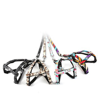 HKM-939219 Sky Blue and Light Brown Dog Traction Leash - Metal and Polyester, Sizes S to XL