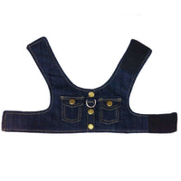 HKM-9393597 Denim Chest Harness with Leash for Dogs - S, M, L Sizes Available