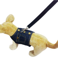 HKM-9393597 Denim Chest Harness with Leash for Dogs - S, M, L Sizes Available