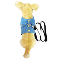 HKM-9393597 Denim Chest Harness with Leash for Dogs - S, M, L Sizes Available