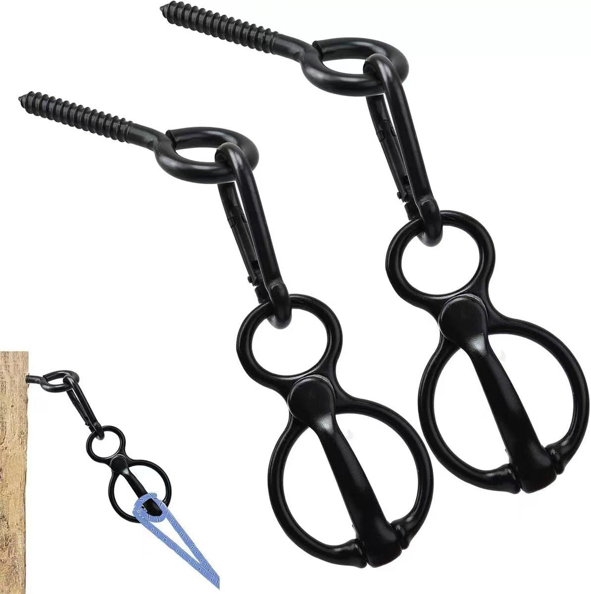 HKM-9393725 High Strength Silver and Black Carbon Steel Horse String Clips - Set of 3