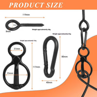 HKM-9393725 High Strength Silver and Black Carbon Steel Horse String Clips - Set of 3
