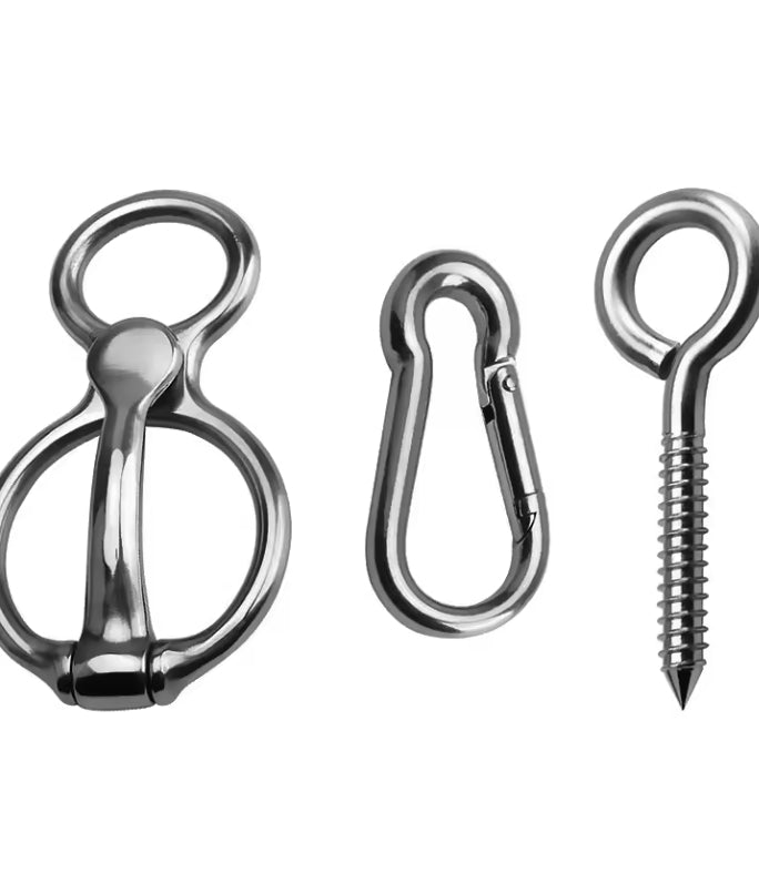 HKM-9393725 High Strength Silver and Black Carbon Steel Horse String Clips - Set of 3