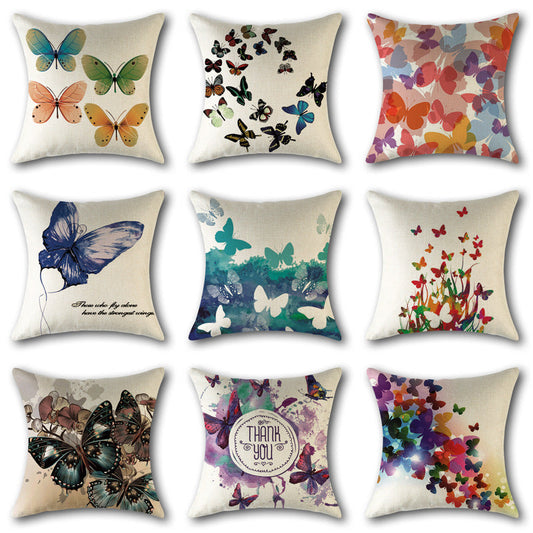 HKM-939411 Cotton Linen Cartoon Throw Pillow Cushion Cover for Sofa and Office Decor