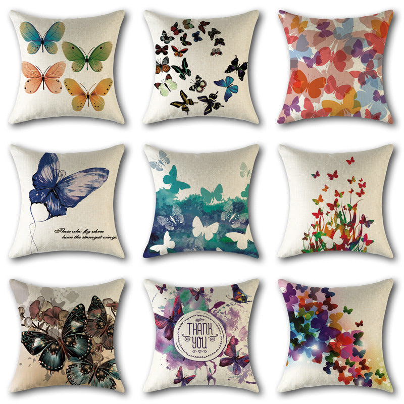 HKM-939411 Cotton Linen Cartoon Throw Pillow Cushion Cover for Sofa and Office Decor