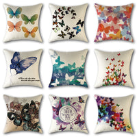 HKM-939411 Cotton Linen Cartoon Throw Pillow Cushion Cover for Sofa and Office Decor
