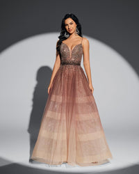 HKM-939411 Elegant Brown Evening Dress for Women - Style EZ25067