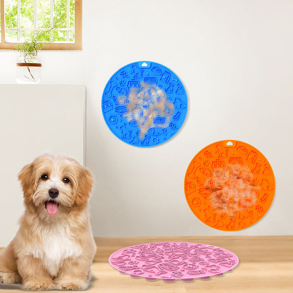 HKM-9394749 Round Silicone Pet Licking Mat - Multiple Colors Available for Interactive Feeding