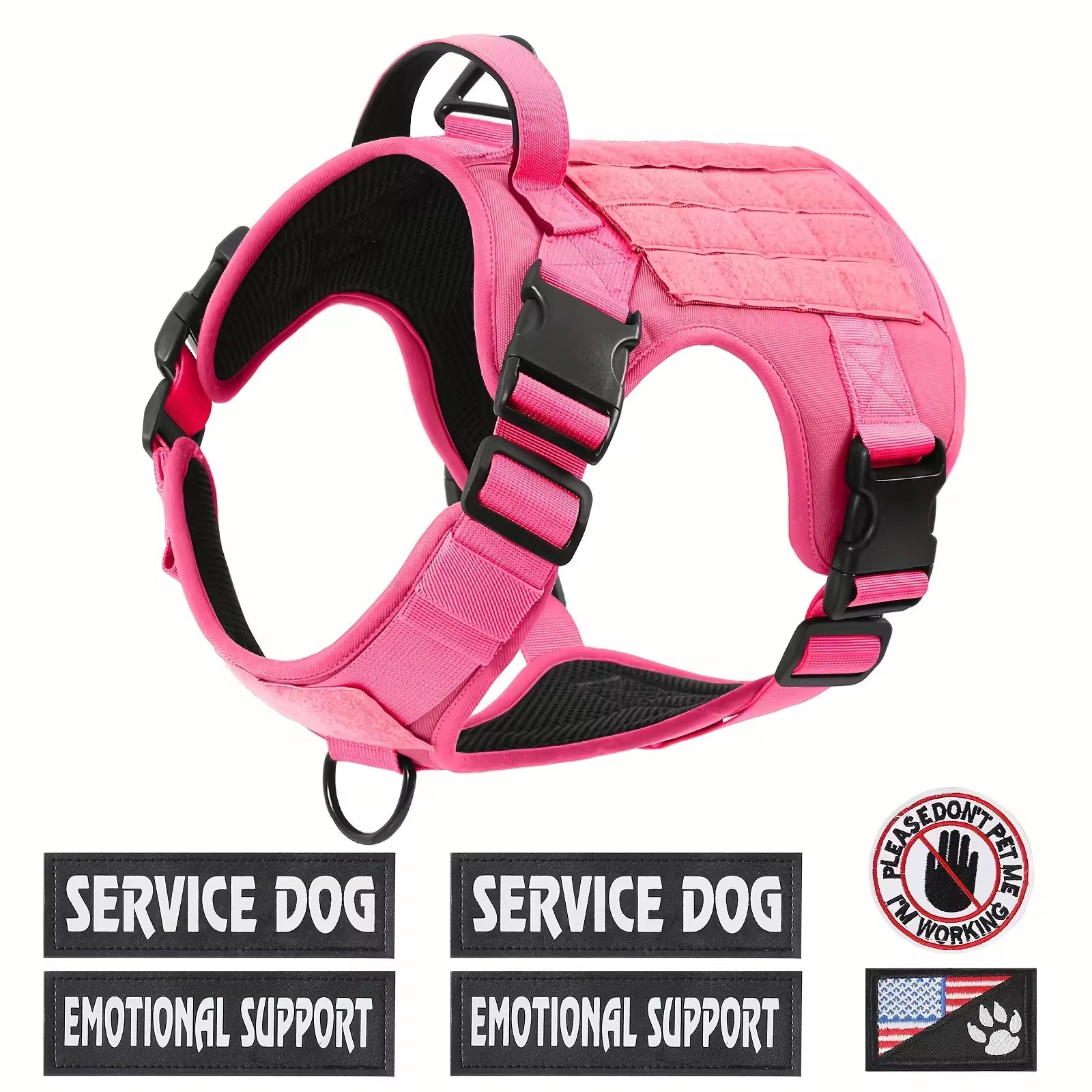 HKM-9395901 Adjustable Reflective Tactical Dog Harness Vest for Hiking and Training - Durable & Breathable, Multiple Sizes Available