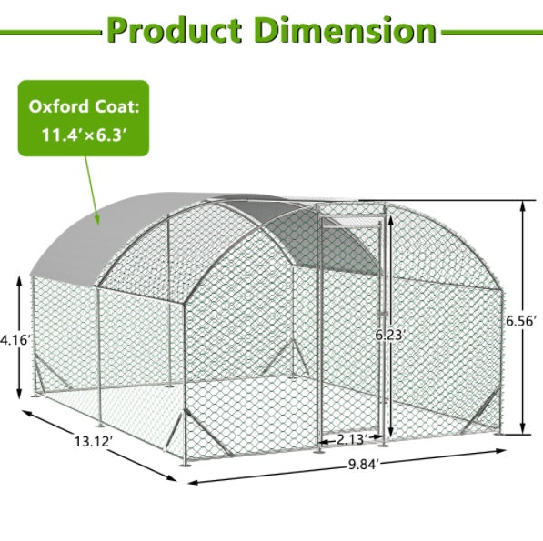 HKM-9397565 Dome Chicken Coop 10x13 Feet with Galvanized Steel Frame and UV-Resistant Tarp