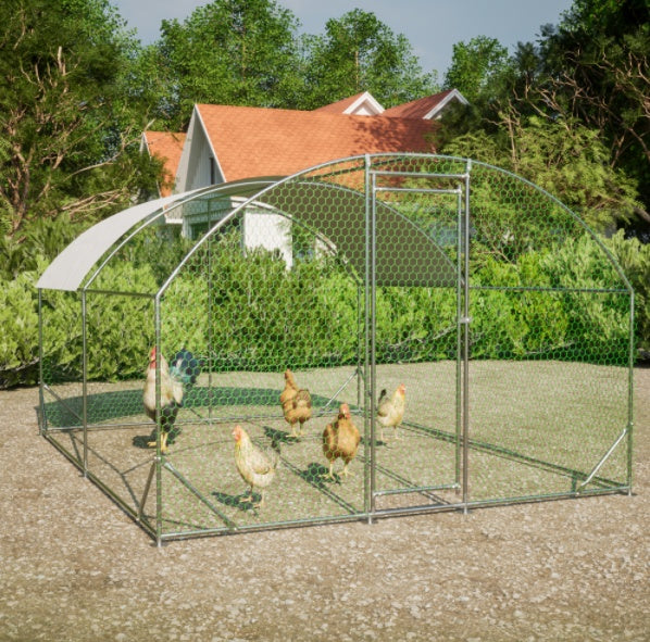 HKM-9397565 Dome Chicken Coop 10x13 Feet with Galvanized Steel Frame and UV-Resistant Tarp
