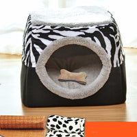 HKM-9397949 Four Seasons Space Capsule Cat House - Stylish Cloth Design with Sleeping Mat, Blanket, and Toy, Multiple Patterns Available